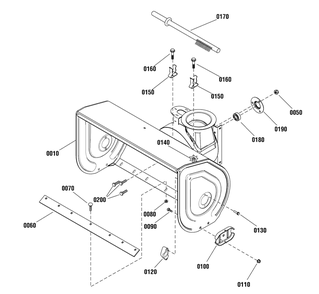 Auger Housing Diagram and Parts List for 1696157-01-1528HD 2013 Briggs and Stratton Snow Blower